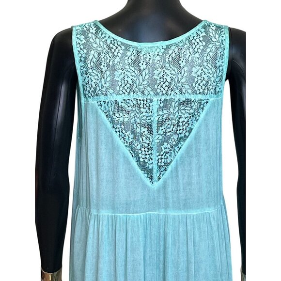 POL Aqua Blue Lace Button Front Sleeveless Kimono Cardigan Duster Vest NWOT Boho - Picture 7 of 12